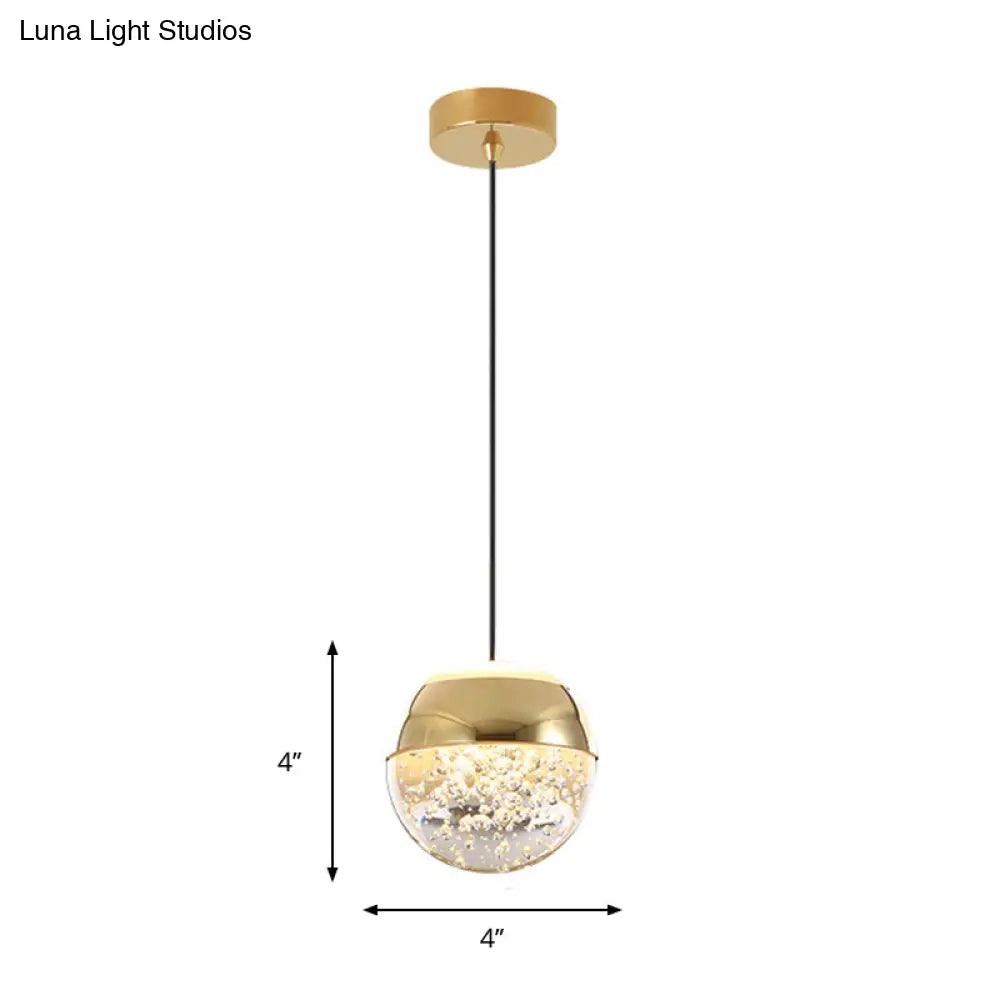 Minimalist Crystal Glass Led Gold Pendant Light - Orb/Teardrop/Arc Shape