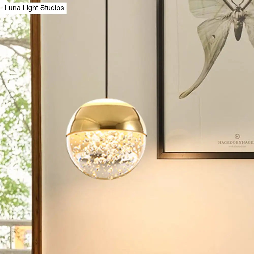Minimalist Crystal Glass Led Pendant Light With Gold Finish - Multiple Shapes Available
