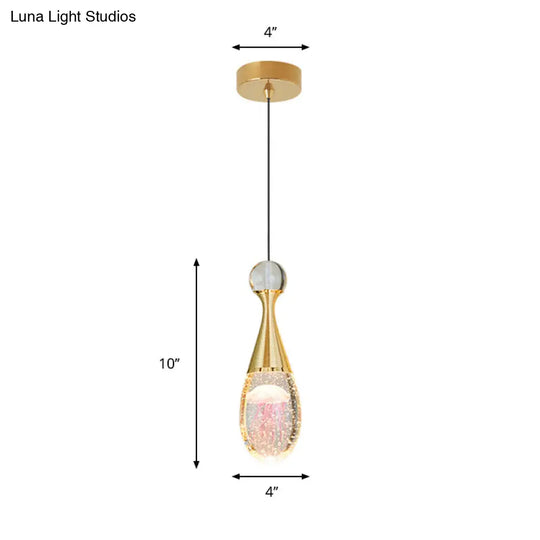 Minimalist Crystal Glass Led Pendant Light With Gold Finish - Multiple Shapes Available