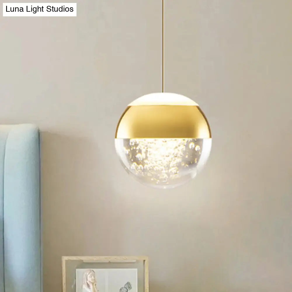 Minimalist Crystal Glass Led Pendant Light With Gold Finish - Multiple Shapes Available / B