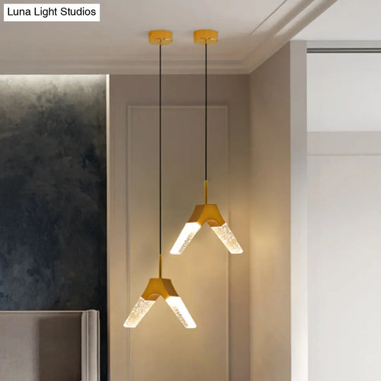 Minimalist Crystal Glass Led Pendant Light With Gold Finish - Multiple Shapes Available