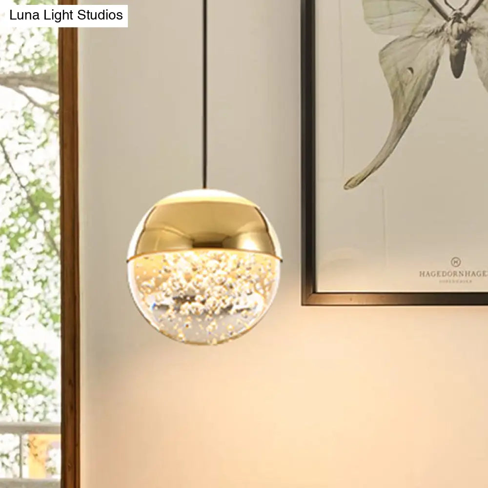 Minimalist Crystal Glass Led Gold Pendant Light - Orb/Teardrop/Arc Shape