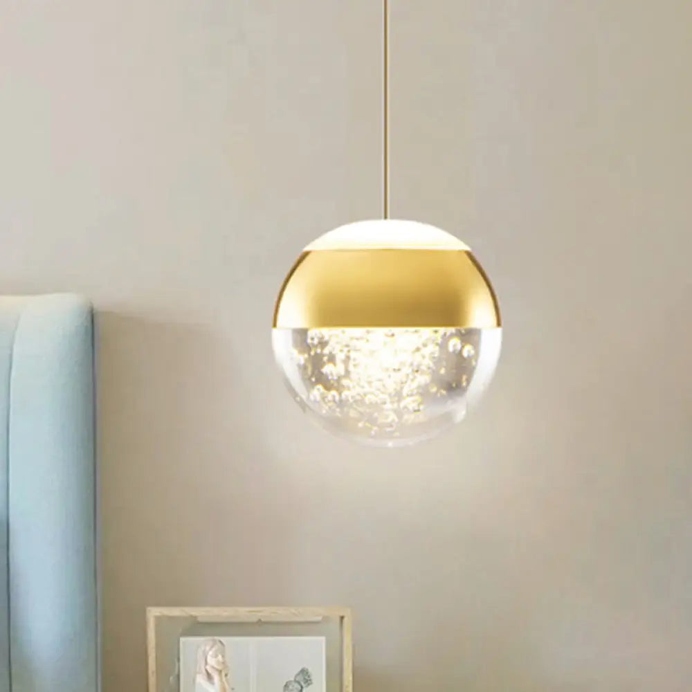 Minimalist Crystal Glass Led Gold Pendant Light - Orb/Teardrop/Arc Shape / B