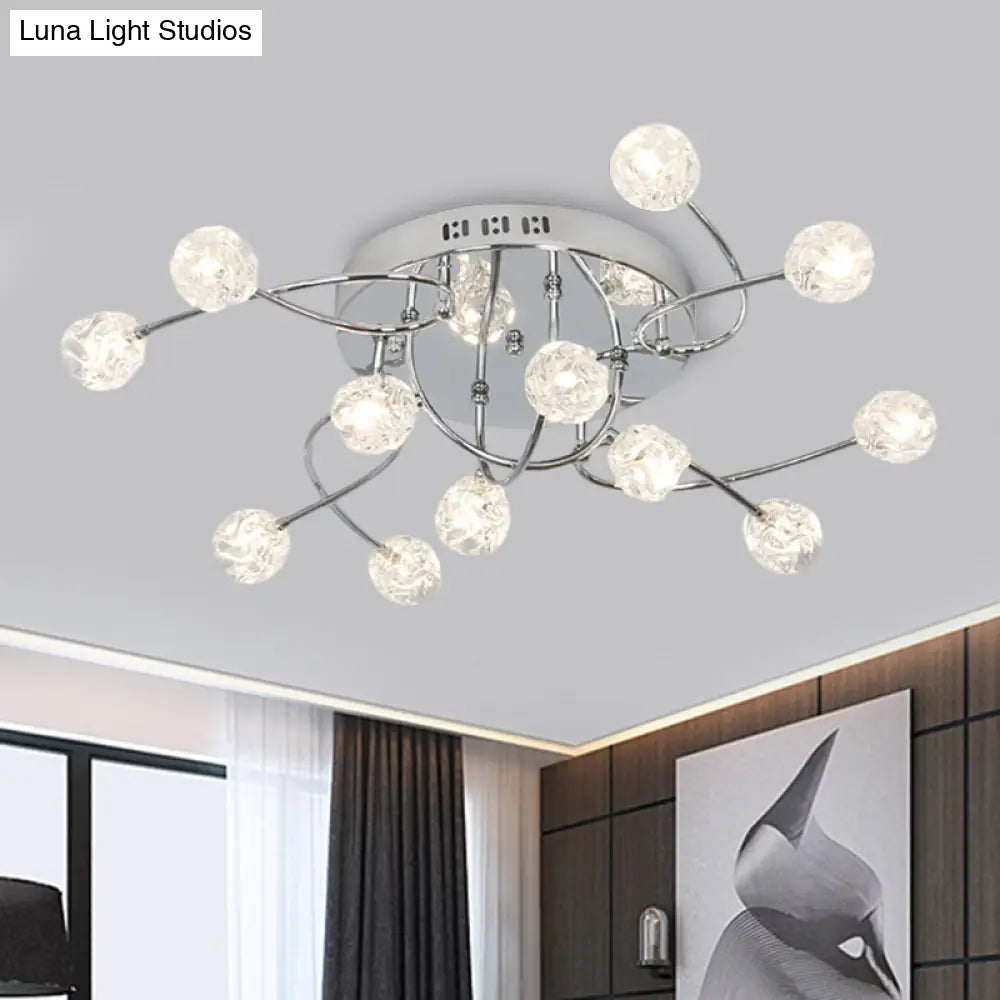 Minimalist Crystal Globe Semi Flush Ceiling Lamp In Chrome - 12/16/20 - Bulb Close To Light For