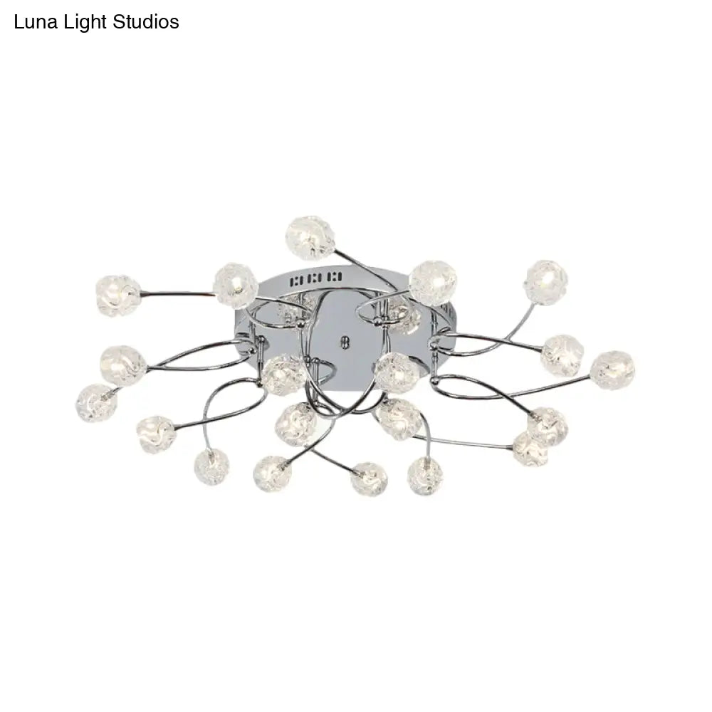 Minimalist Crystal Globe Semi Flush Ceiling Lamp In Chrome - 12/16/20 - Bulb Close To Light For