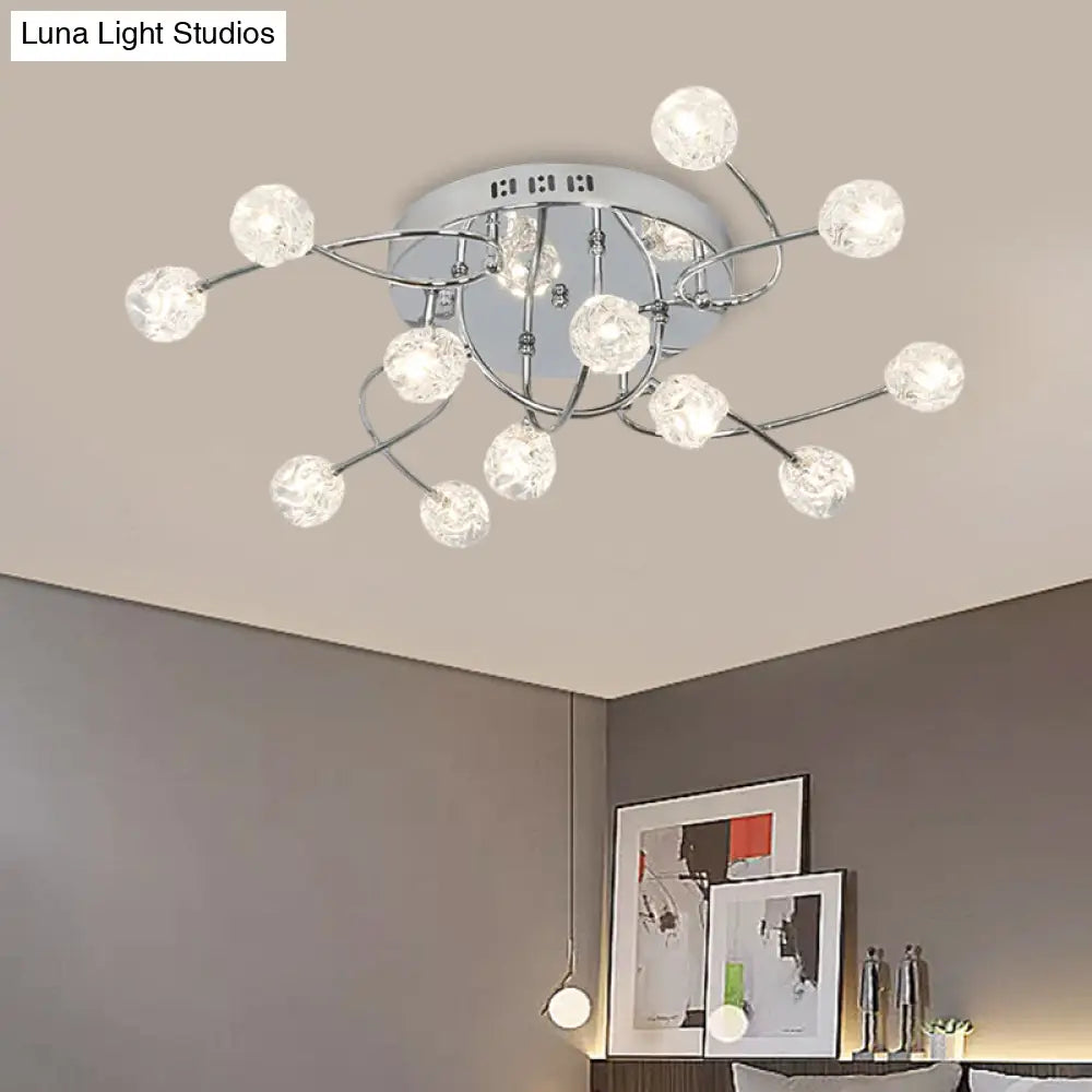 Minimalist Crystal Globe Semi Flush Ceiling Lamp In Chrome - 12/16/20 - Bulb Close To Light For