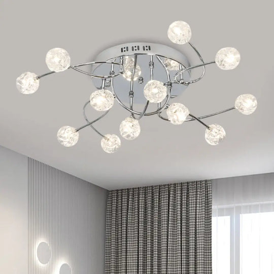 Minimalist Crystal Globe Semi Flush Ceiling Lamp In Chrome - 12/16/20 - Bulb Close To Light For