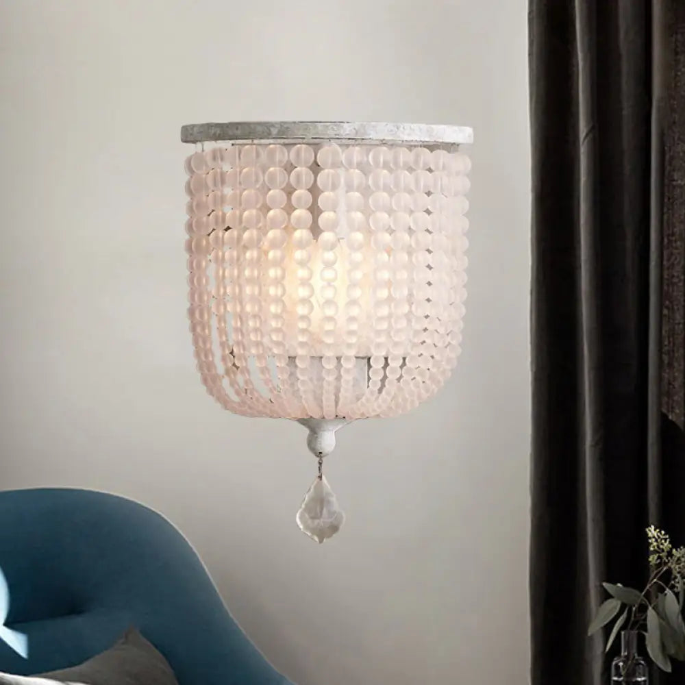 Minimalist Crystal Half-Basket Wall Sconce In White Or Grey With 1 Light