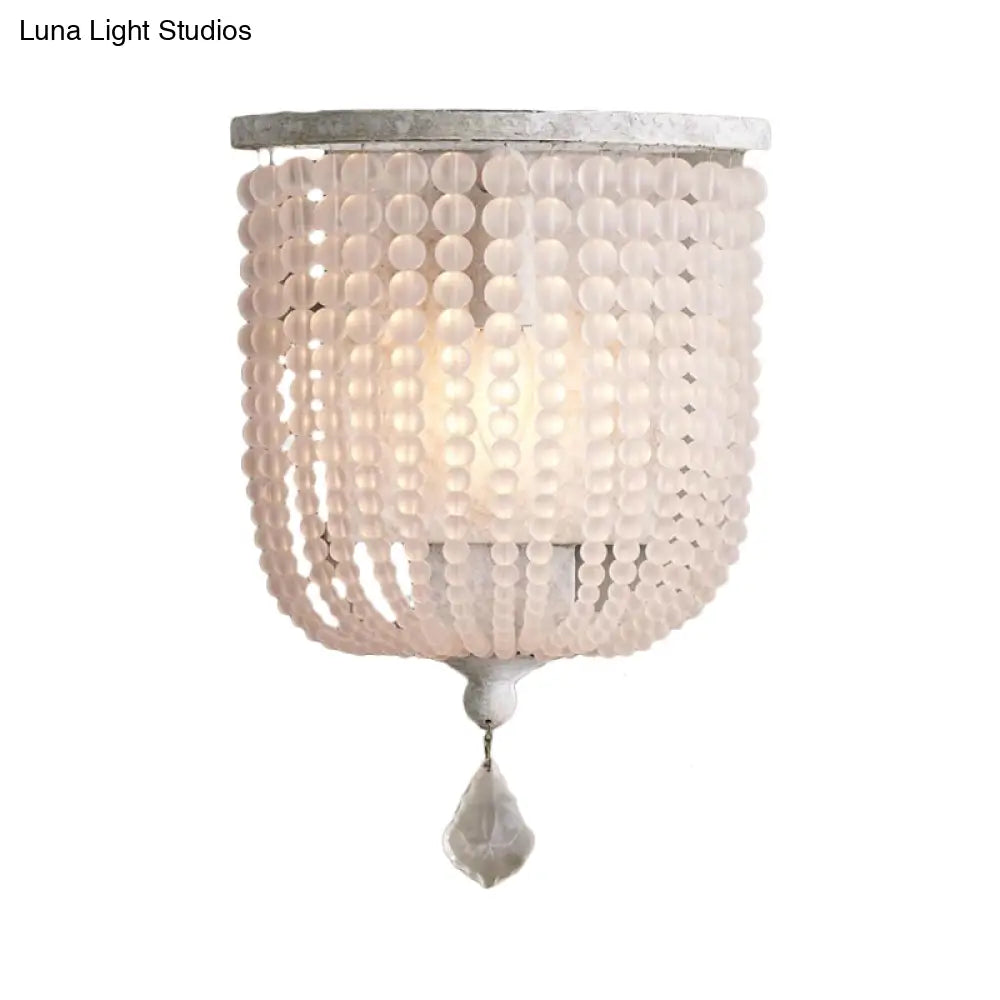 Minimalist Crystal Half-Basket Wall Sconce In White Or Grey With 1 Light