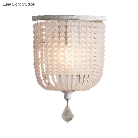 Minimalist Crystal Half-Basket Wall Sconce In White Or Grey With 1 Light