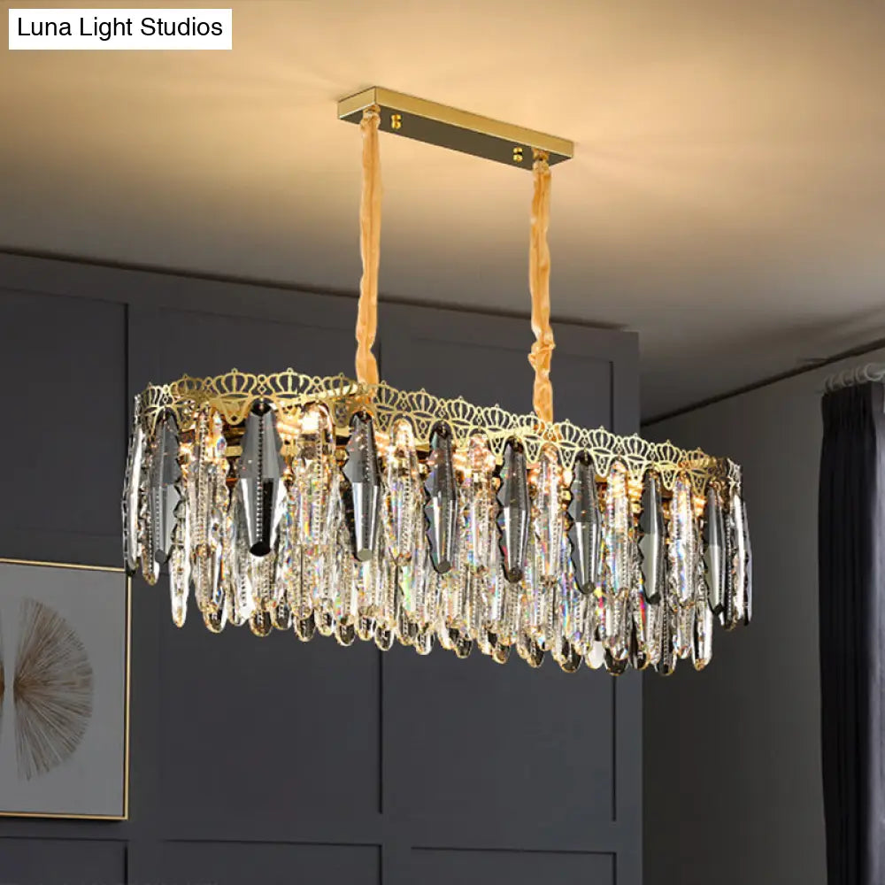 Minimalist Crystal Leaf Pendant Light - Elegant Chandelier For Bedroom