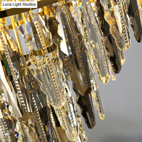 Minimalist Crystal Leaf Pendant Light - Elegant Chandelier For Bedroom