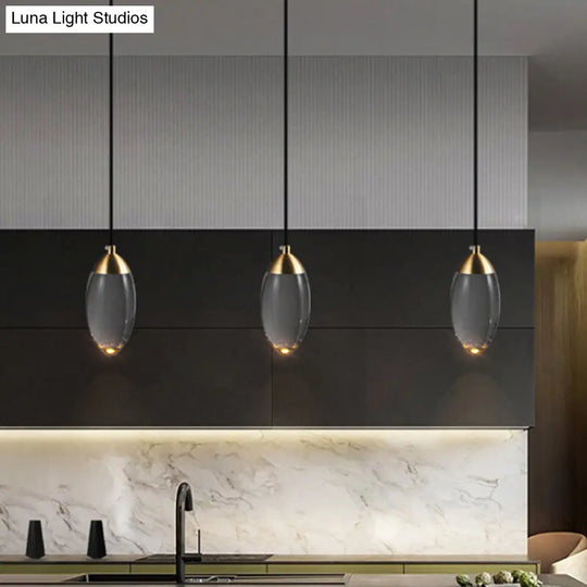 Brass Oval Mini Suspension Crystal Led Pendant Light For Minimalist Bedroom Ceiling