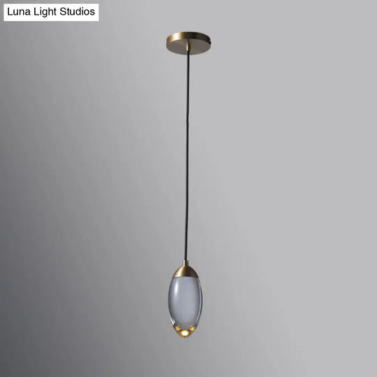 Brass Oval Mini Suspension Crystal Led Pendant Light For Minimalist Bedroom Ceiling