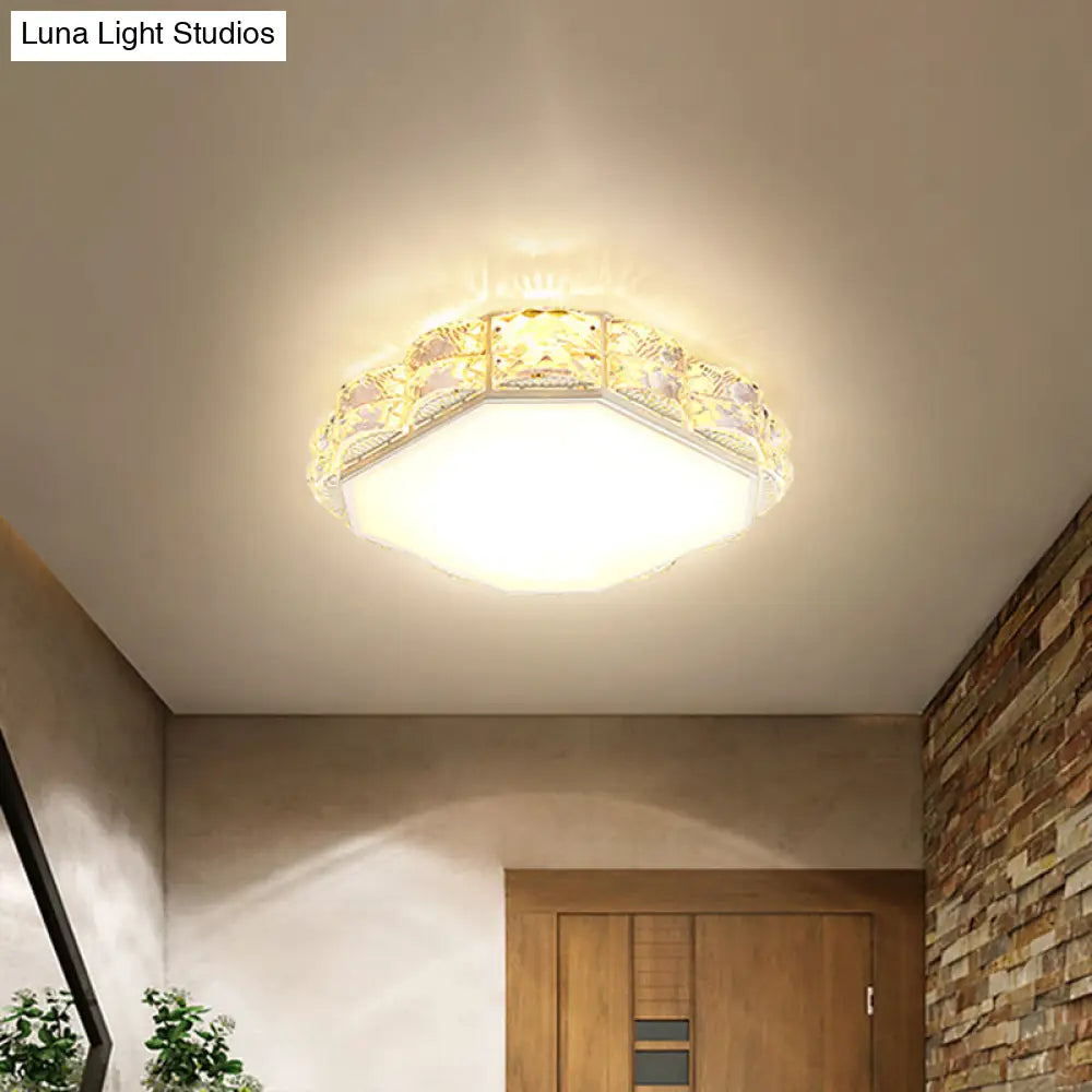 Minimalist Crystal Led Flush Lamp In Black/White: Square/Round Ceiling Mount Light Fixture

Note: