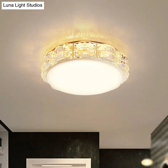 Minimalist Crystal Led Flush Lamp In Black/White: Square/Round Ceiling Mount Light Fixture

Note: