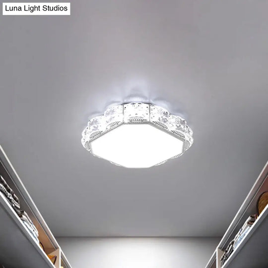 Minimalist Crystal Led Flush Lamp In Black/White