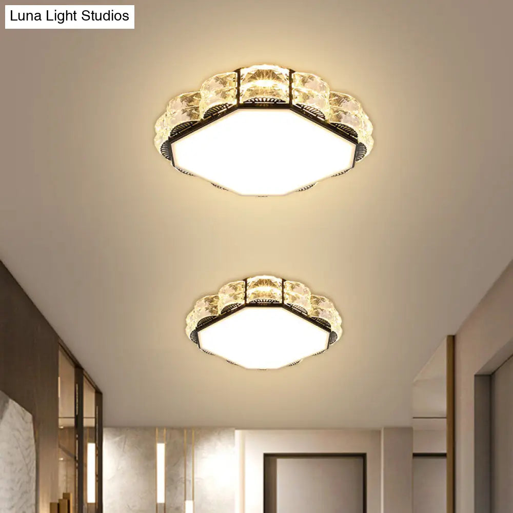 Minimalist Crystal Led Flush Lamp In Black/White: Square/Round Ceiling Mount Light Fixture

Note: