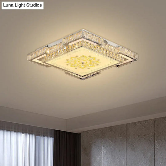 Minimalist Crystal Led Flush Mount Ceiling Fixture In Chrome
Or
Faceted Chrome