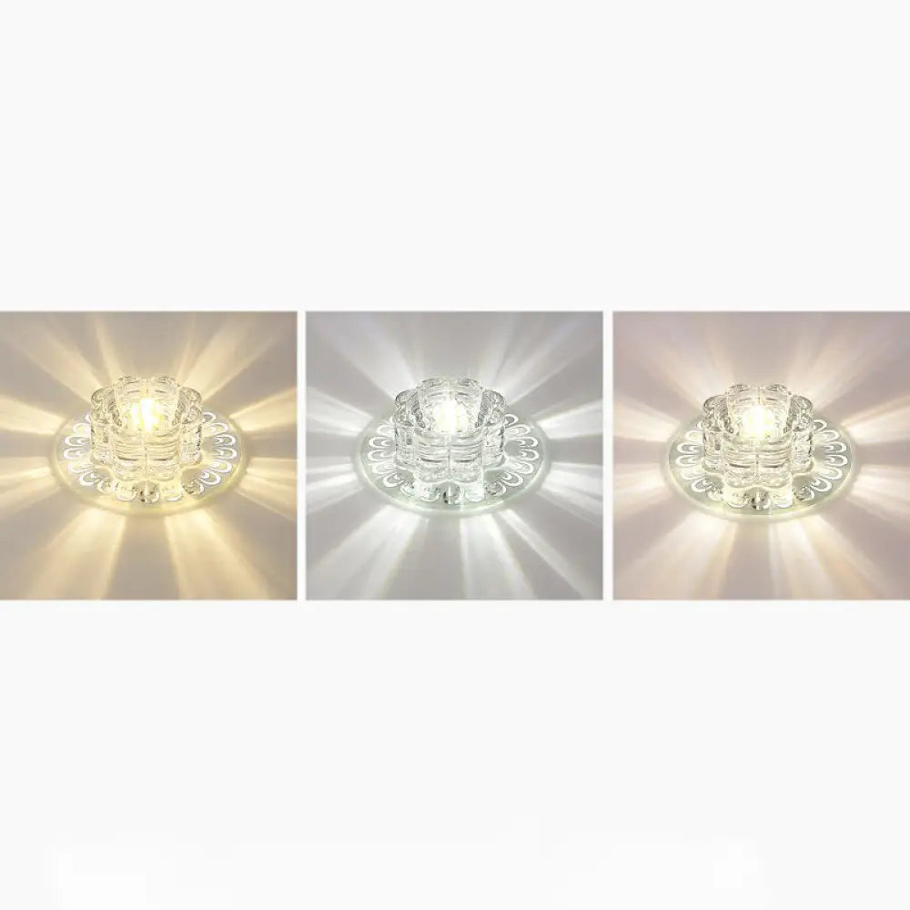 Minimalist Crystal Led Flush Mount Fixture For Hallway – Clear Flower Lighting / 5.5’ Third Gear