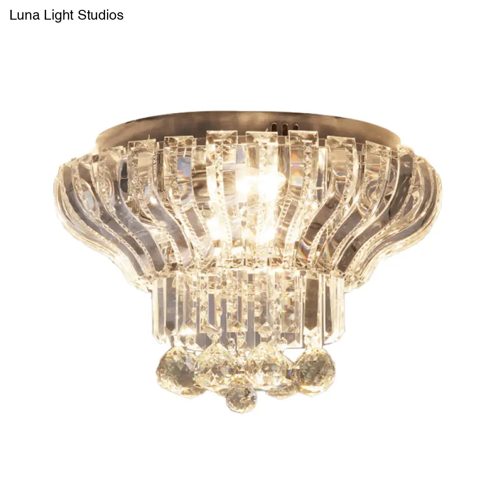 Minimalist Crystal Led Flush Mount Light For Bedroom - Stylish & Compact Ceiling Lighting