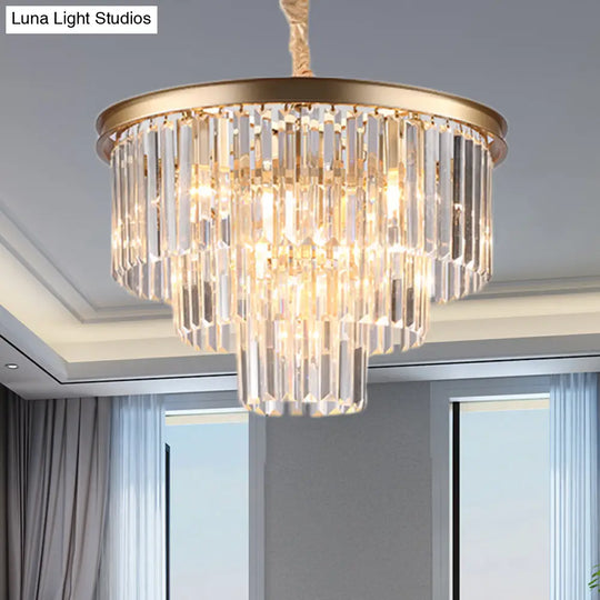 Minimalist Crystal Pendant Chandelier - Black/Gold Adjustable & 6/9/15-Light Options