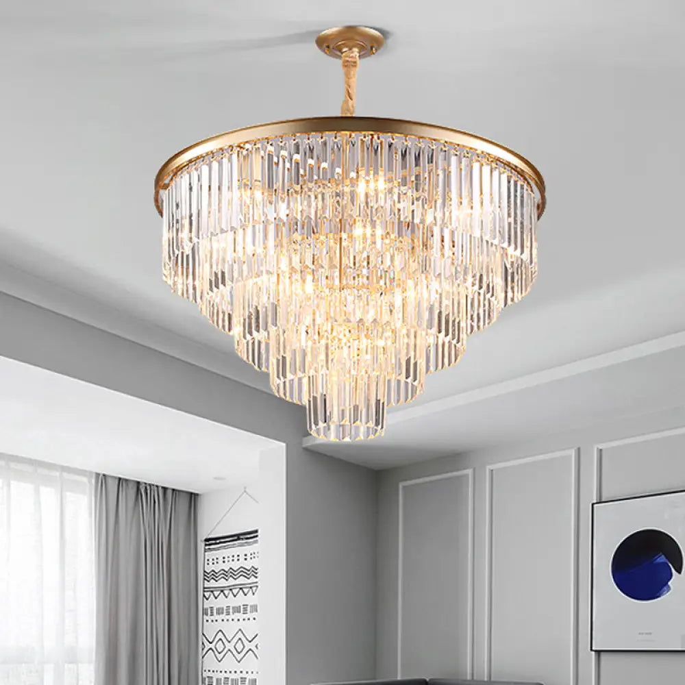 Minimalist Crystal Pendant Chandelier - Black/Gold Adjustable & 6/9/15-Light Options