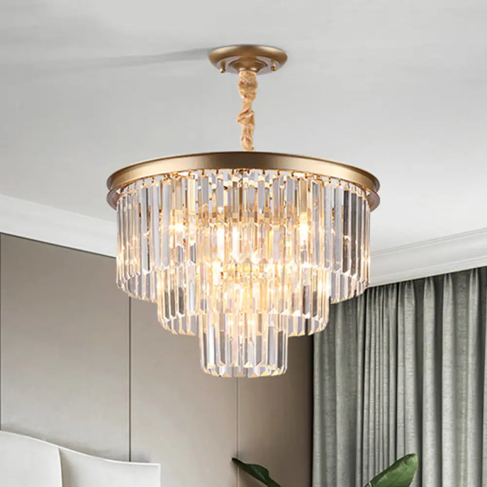 Minimalist Crystal Pendant Chandelier - Black/Gold Adjustable & 6/9/15-Light Options