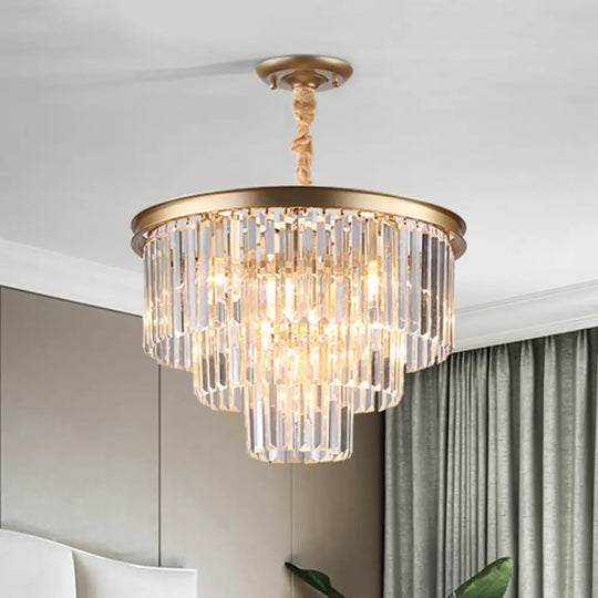 Minimalist Crystal Pendant Chandelier - Black/Gold Adjustable & 6/9/15-Light Options