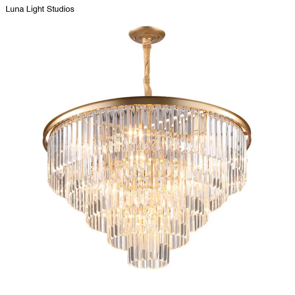 Minimalist Crystal Pendant Chandelier - Black/Gold Adjustable & 6/9/15-Light Options