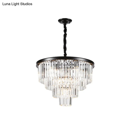 Minimalist Crystal Pendant Chandelier - Black/Gold Adjustable & 6/9/15-Light Options