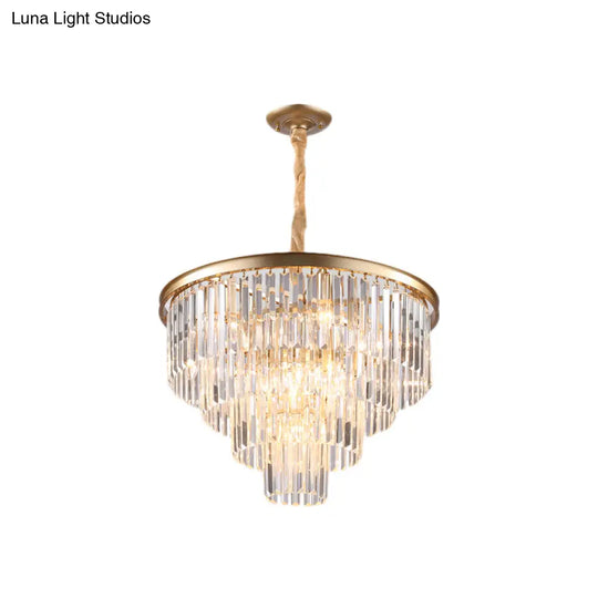 Minimalist Crystal Pendant Chandelier - Black/Gold Adjustable & 6/9/15-Light Options