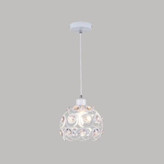 Minimalist Crystal Pendant Lamp With Hollowed-Out Dome Shape 1 / White 8’