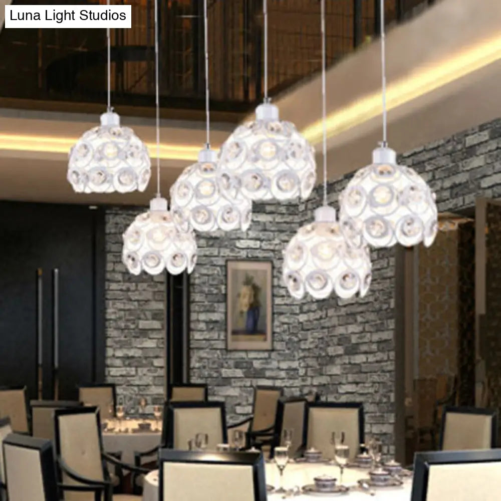 Dome-Shaped Crystal Hollow Pendant Lamp: Minimalist Modern Hanging Light Fixture