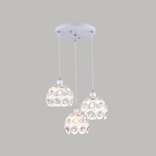 Minimalist Crystal Pendant Lamp With Hollowed-Out Dome Shape 3 / White 8’