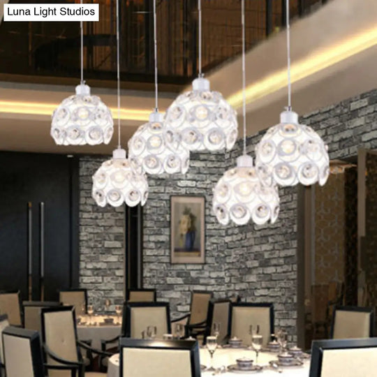 Minimalist Crystal Pendant Lamp With Hollowed-Out Dome Shape