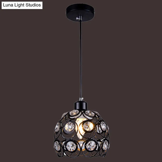 Dome-Shaped Crystal Hollow Pendant Lamp: Minimalist Modern Hanging Light Fixture