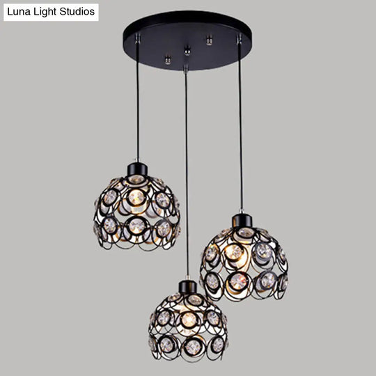 Dome-Shaped Crystal Hollow Pendant Lamp: Minimalist Modern Hanging Light Fixture