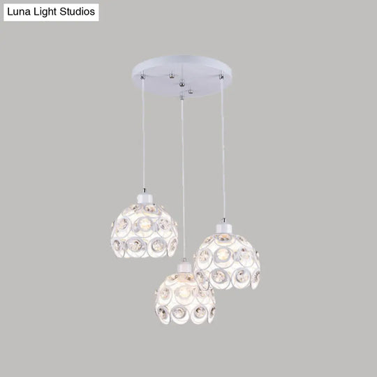 Dome-Shaped Crystal Hollow Pendant Lamp: Minimalist Modern Hanging Light Fixture 3 / White 8