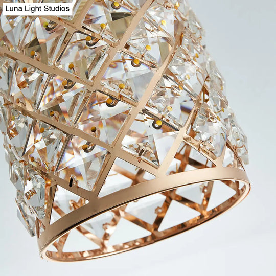 Minimalist Crystal Pineapple Semi-Flush Ceiling Light In Gold