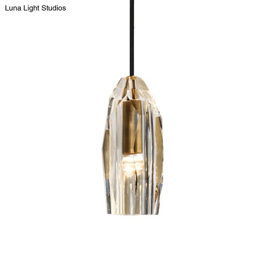 Minimalist Crystal Rock Pendulum Light Brass Dining Pendant