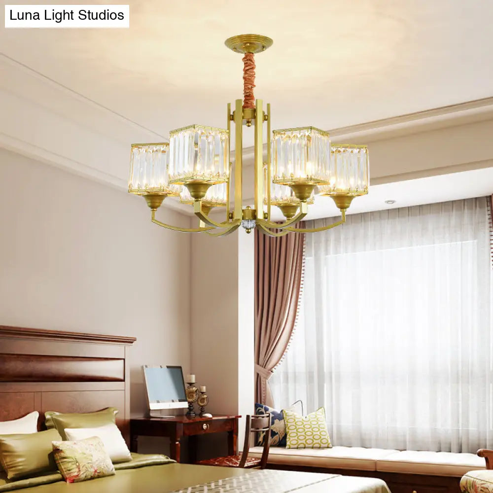 Minimalist Crystal Sputnik Chandelier Pendant Light - Gold Finish (3/6/8 Lights) For Living Room