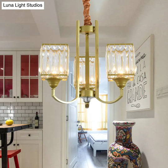 Minimalist Crystal Sputnik Chandelier Pendant Light - Gold Finish (3/6/8 Lights) For Living Room