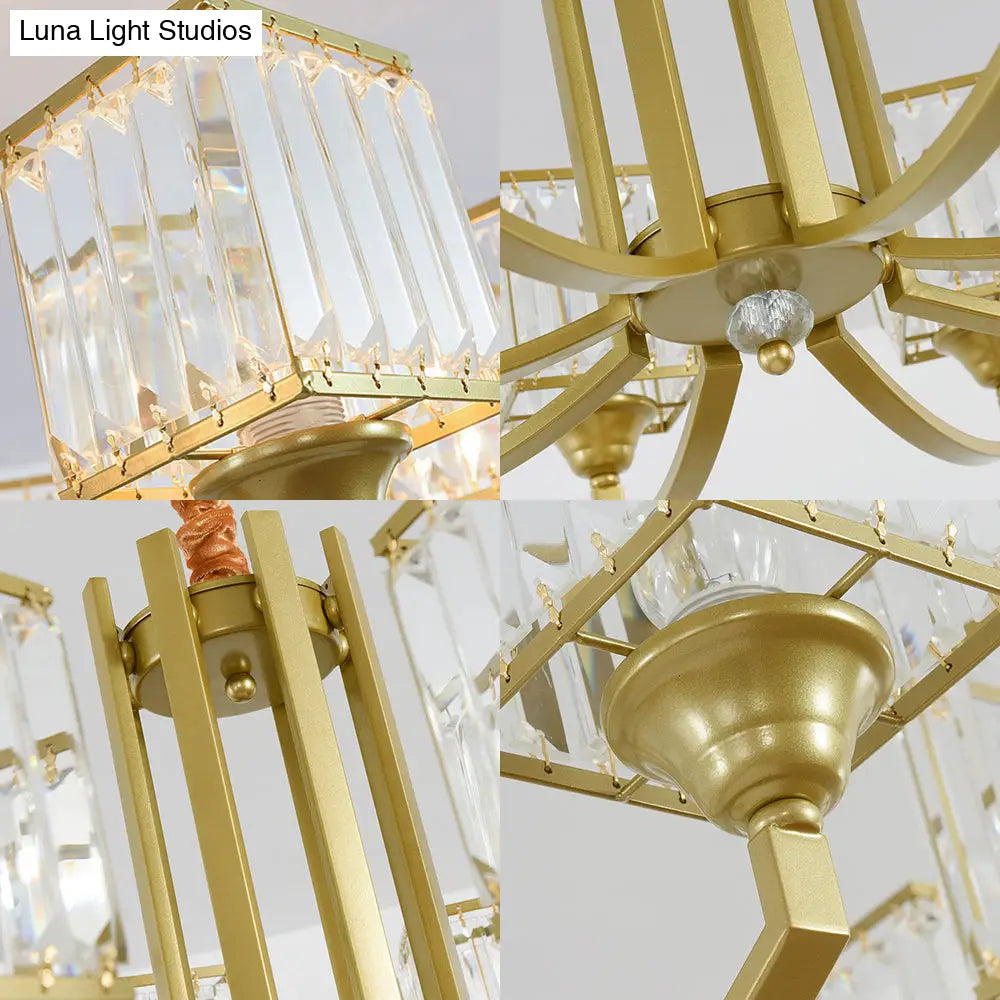 Minimalist Crystal Sputnik Chandelier Pendant Light - Gold Finish (3/6/8 Lights) For Living Room