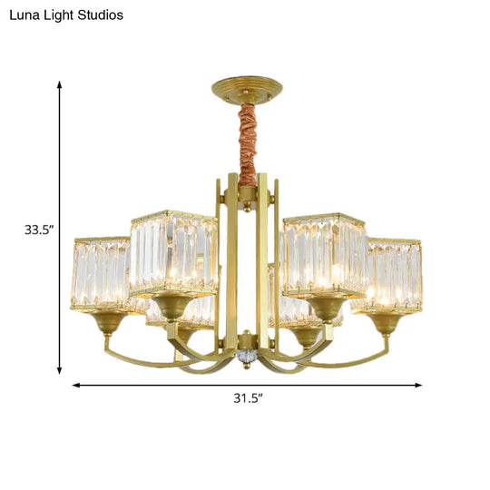 Minimalist Crystal Sputnik Chandelier Pendant Light - Gold Finish (3/6/8 Lights) For Living Room