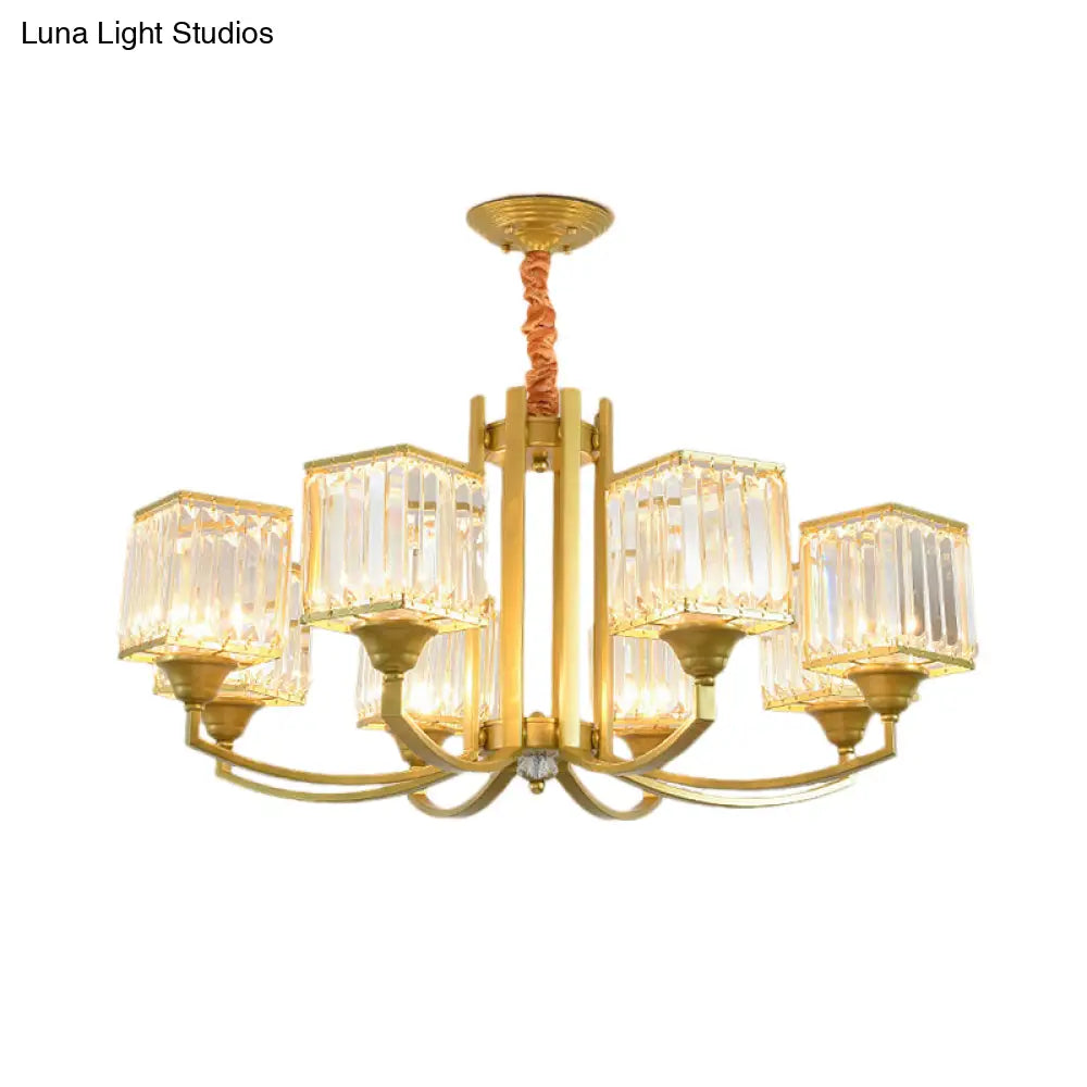 Minimalist Crystal Sputnik Chandelier Pendant Light - Gold Finish (3/6/8 Lights) For Living Room