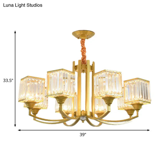 Minimalist Crystal Sputnik Chandelier Pendant Light - Gold Finish (3/6/8 Lights) For Living Room