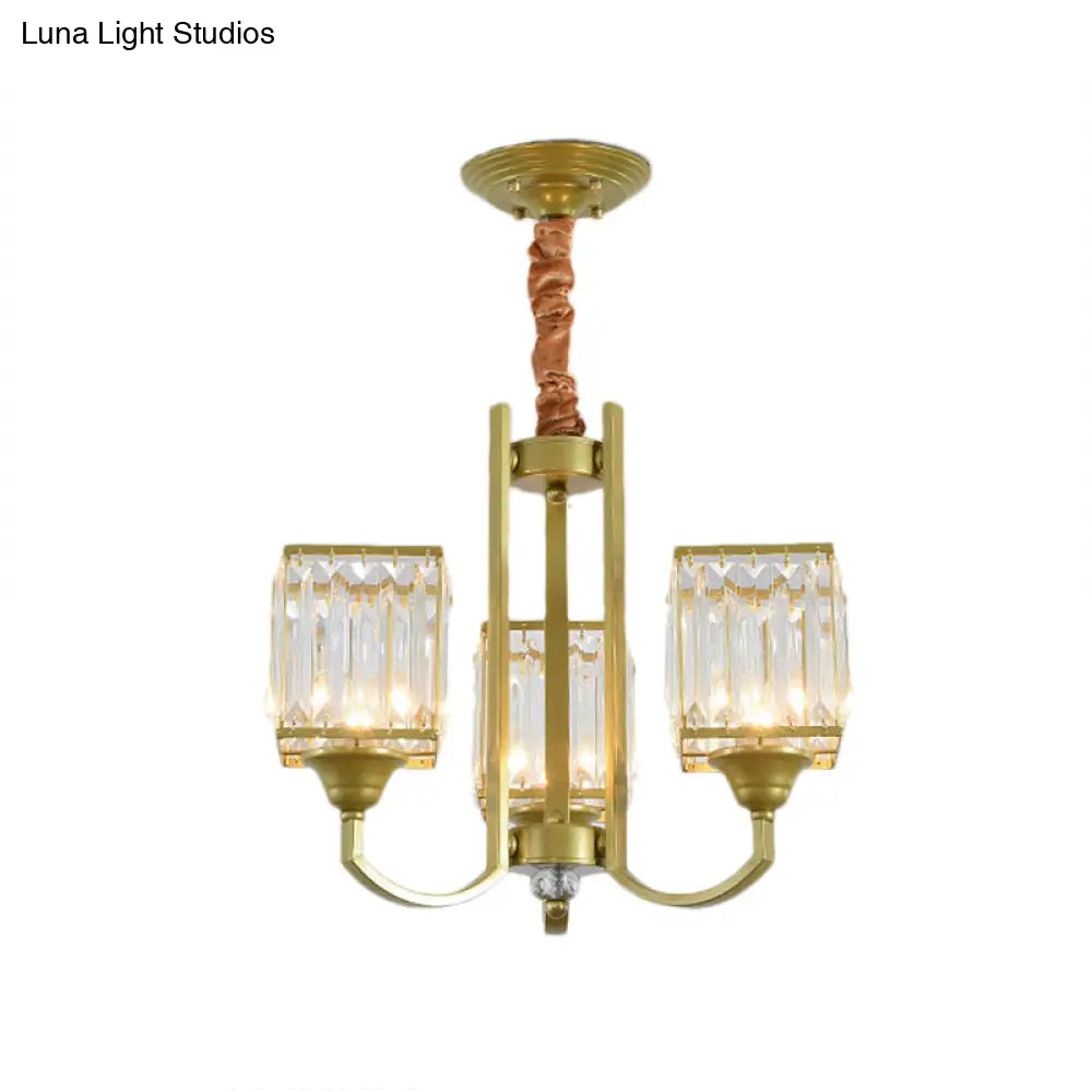 Minimalist Crystal Sputnik Chandelier Pendant Light - Gold Finish (3/6/8 Lights) For Living Room