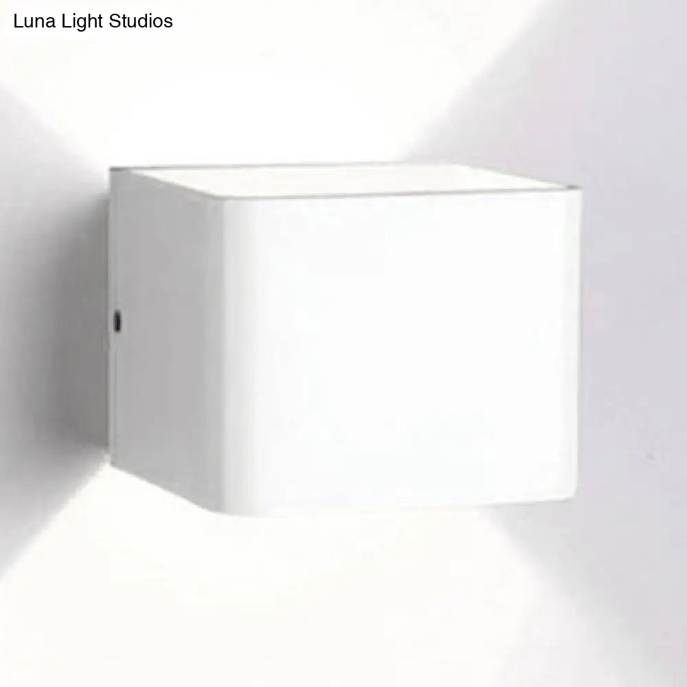 Minimalist Cube Shade Sconce Light - Aluminum Led Wall Mounted With Warm/White Lighting For Living