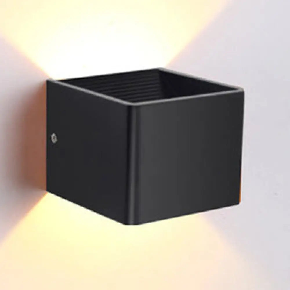 Minimalist Cube Shade Sconce Light - Aluminum Led Wall Mounted With Warm/White Lighting For Living